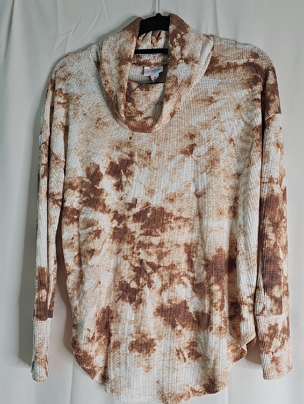 LuLaRoe Cream and Brown Cowl Neck Sweater